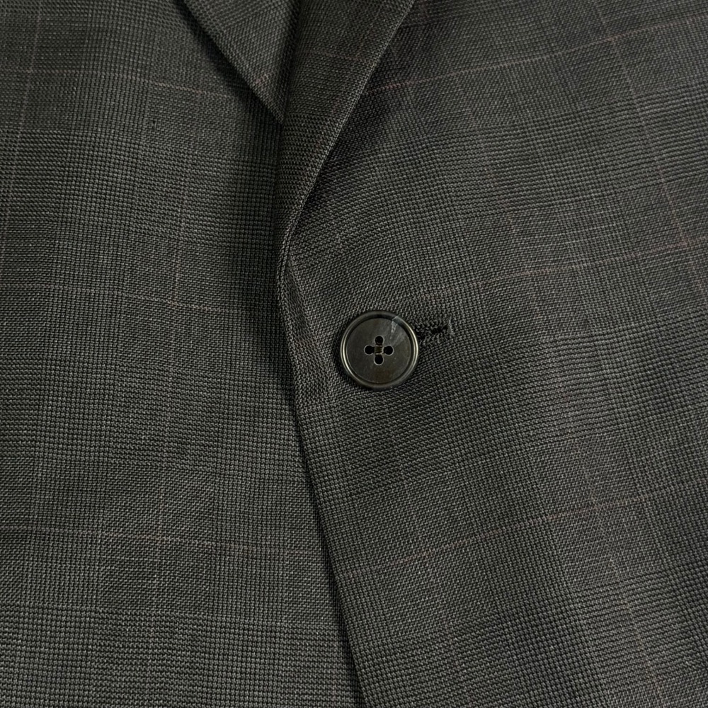 Hart Schaffner Marx Dillard's Mens 44R Blazer Pure New Wool Glen Plaid Charcoal - Picture 3 of 16